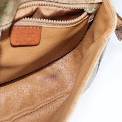 Celine Vintage Macadam Shoulder Bag Canvas and Leather, Beige, Canvas, Shoulder Bag