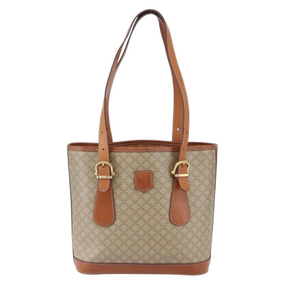 Celine Vintage Macadam Tote bag Canvas and Leather, BEIGE, CANVAS, Tote bag