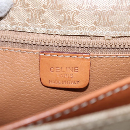 Celine Vintage Macadam Shoulder Bag Canvas and Leather, Beige, Canvas, Shoulder Bag