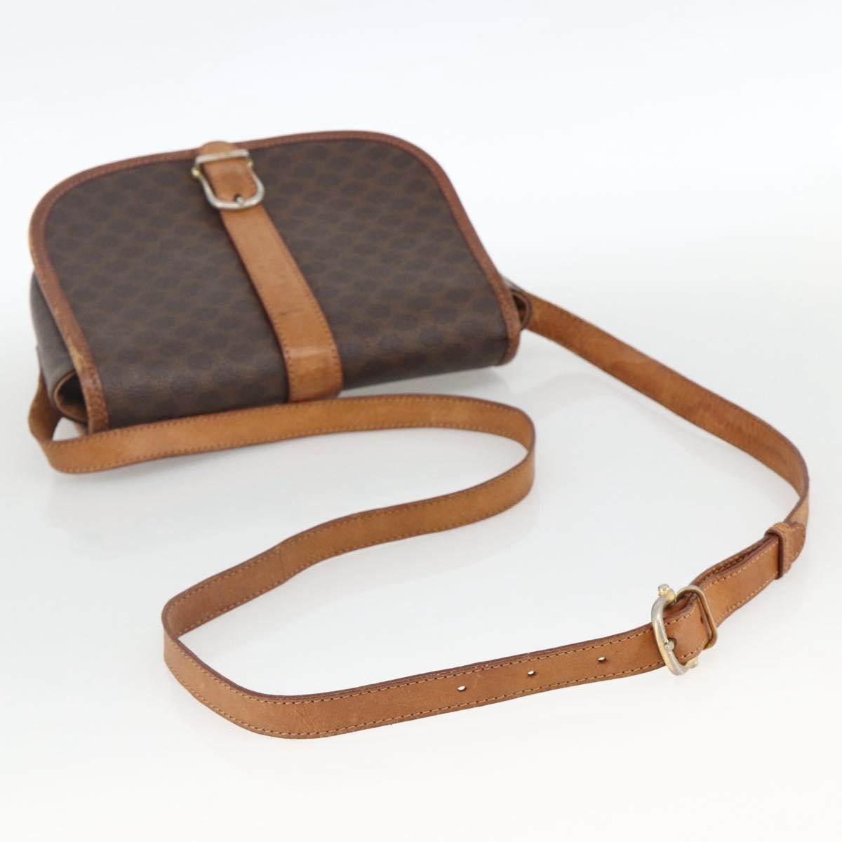 Celine Vintage Macadam Shoulder Bag Canvas and Leather, Brown, Canvas, Shoulder Bag