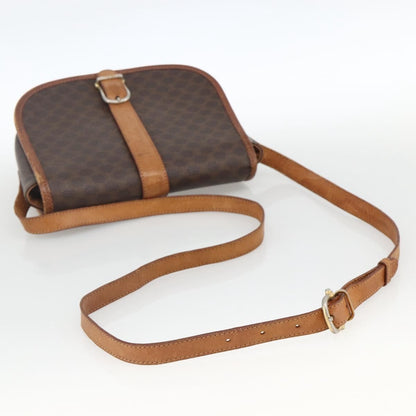 Celine Vintage Macadam Shoulder Bag Canvas and Leather, Brown, Canvas, Shoulder Bag
