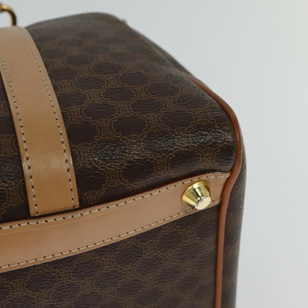 Celine Vintage Macadam Boston bag Canvas and Leather, Brown, Canvas, Travel Bag