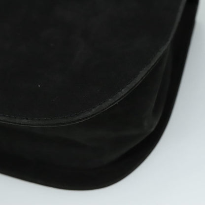 Salvatore Ferragamo Gancini Shoulder Bag Suede, BLACK, SUEDE, Shoulder bag