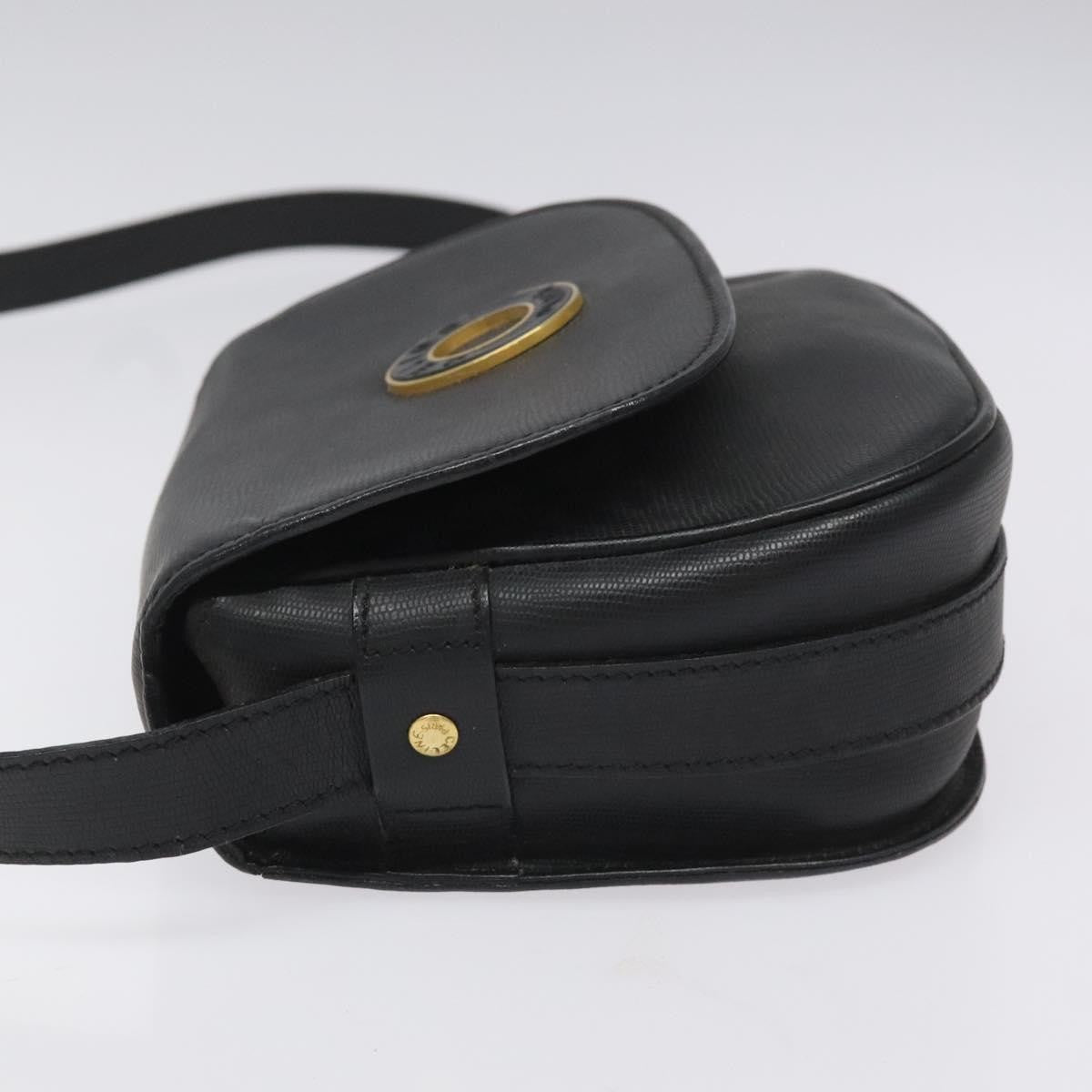 Celine Vintage Circle Logo Crossbody Bag Leather, BLACK, LEATHER, Shoulder bag