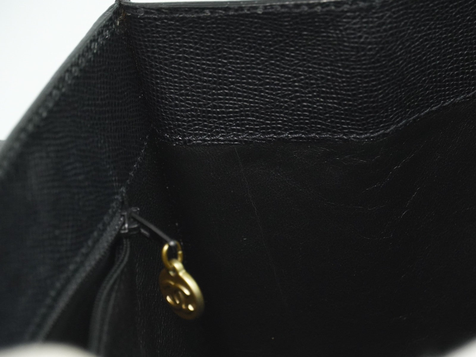 Chanel Vintage Logo Tote Leather, BLACK, LEATHER, Tote bag