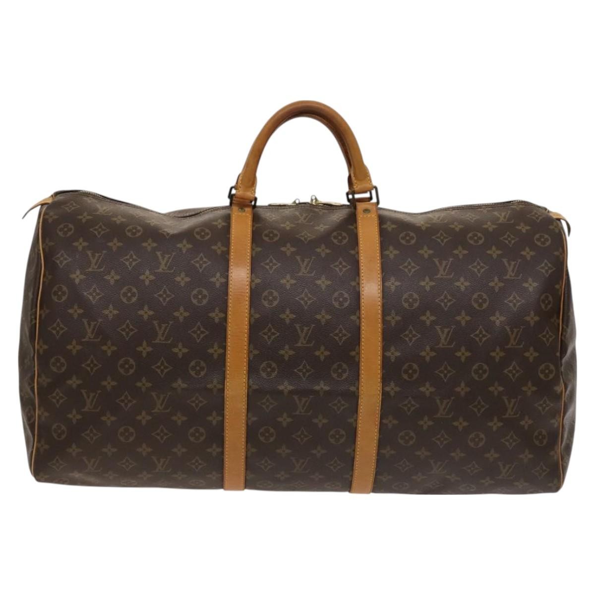 Louis Vuitton Keepall Bag Monogram Canvas, BROWN, CANVAS, Travel bag