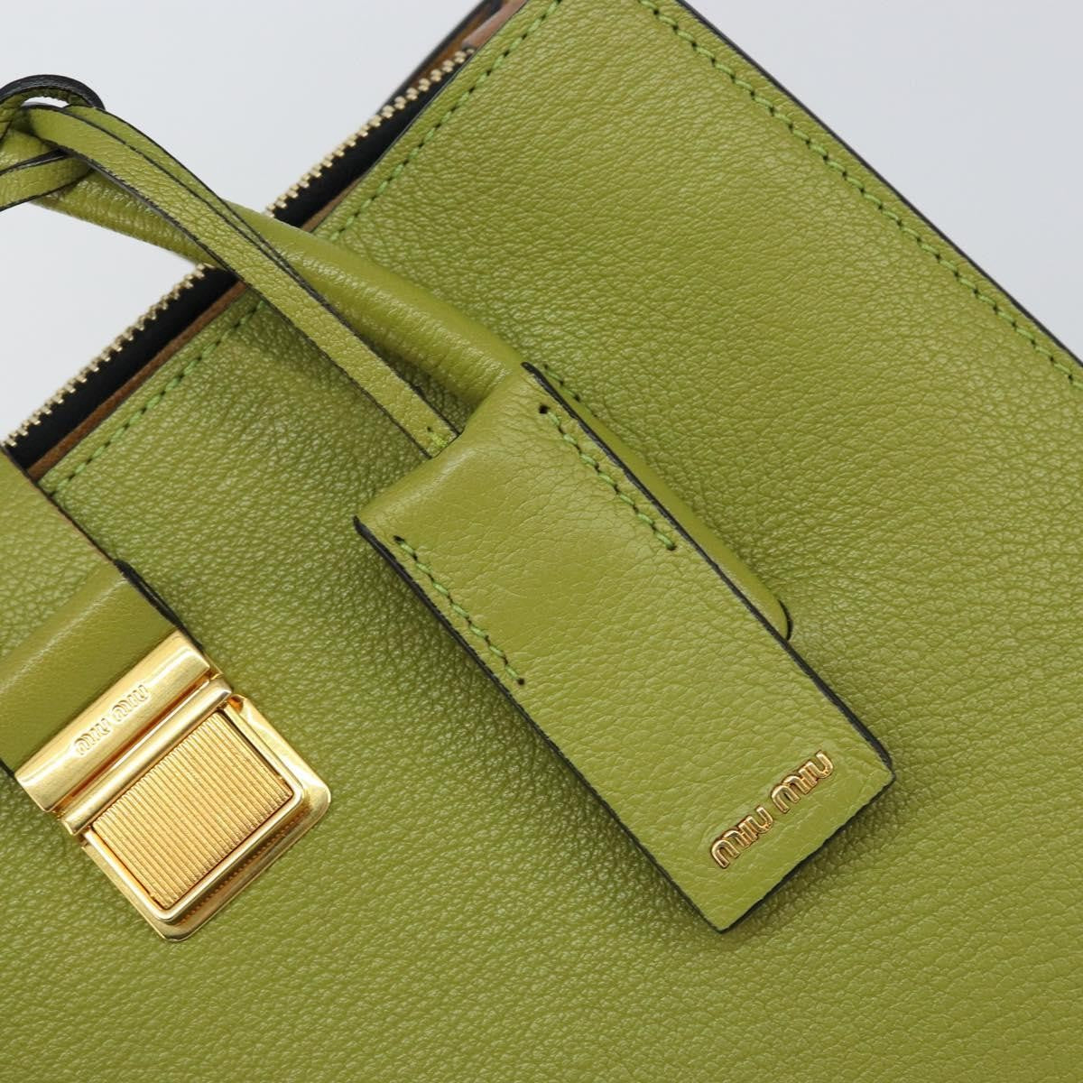 Miu Miu Madras Convertible Compartment Tote Leather, GREEN, LEATHER, Handbag