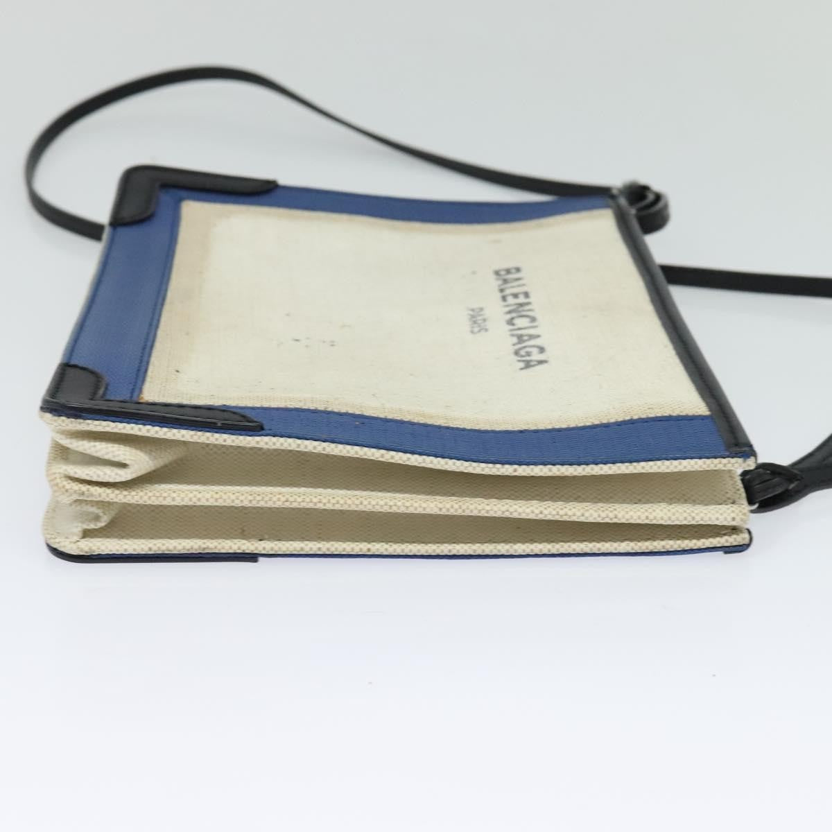 Balenciaga Navy Pochette Canvas and Leather, BEIGE, CANVAS, Shoulder bag
