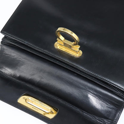 Salvatore Ferragamo Gancini Convertible Top Handle Bag Leather, BLACK, LEATHER, Handbag