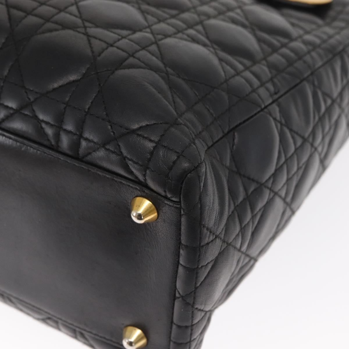 Christian Dior Vintage Lady Dior Bag Cannage Quilt Lambskin, BLACK, LEATHER, Tote bag