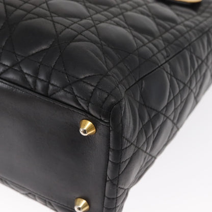 Christian Dior Vintage Lady Dior Bag Cannage Quilt Lambskin, BLACK, LEATHER, Tote bag