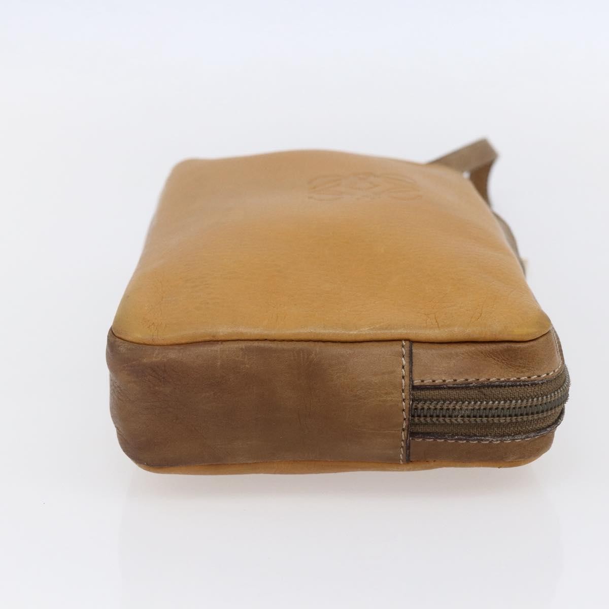 Loewe Anagram Clutch Bag Leather, BEIGE, LEATHER, Clutche & pouche