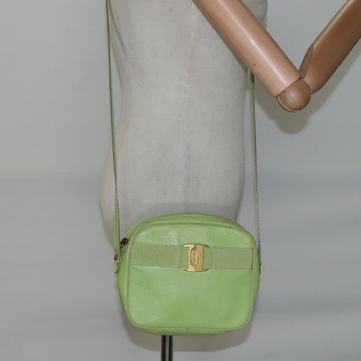 Salvatore Ferragamo Vala Shoulder Bag Leather, GREEN, LEATHER, Shoulder bag