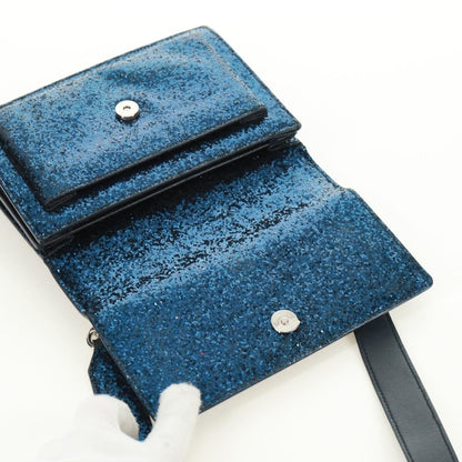Saint Laurent Sunset Satchel Glitter, BLUE, LEATHER, Shoulder bag