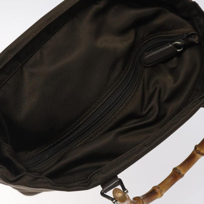 Gucci Vintage Bamboo Handle Tote Nylon, BROWN, NYLON, Tote bag