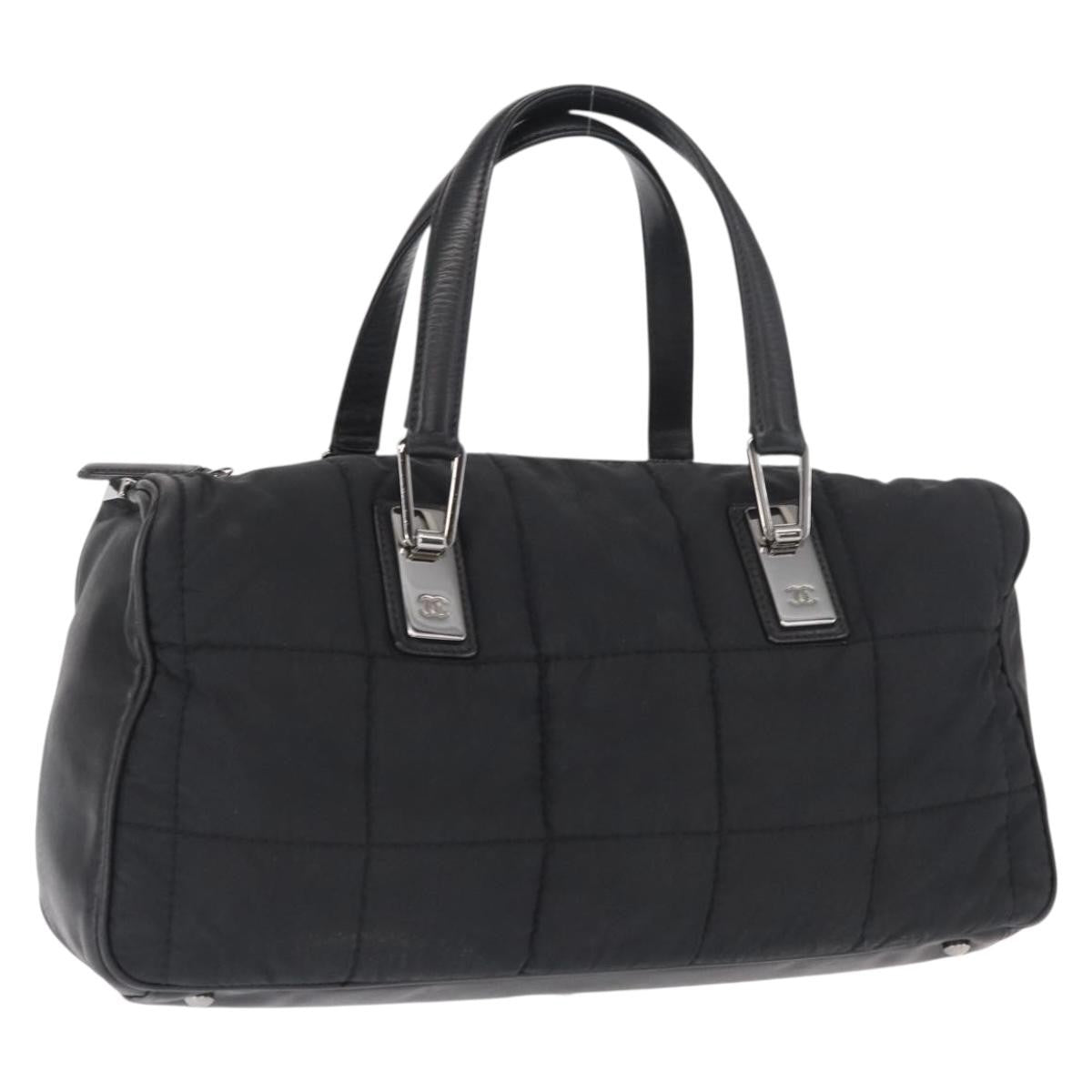 Chanel Square Stitch Boston Bag Quilted Nylon, BLACK, NYLON, Travel bag