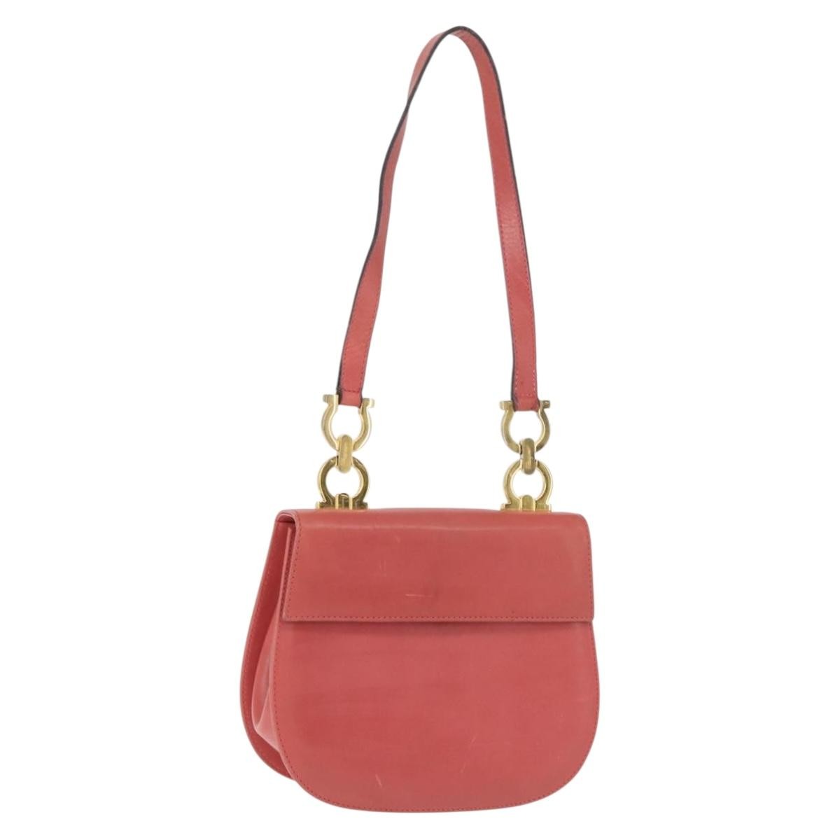 Salvatore Ferragamo Gancini Shoulder Bag Leather, PINK, LEATHER, Shoulder bag