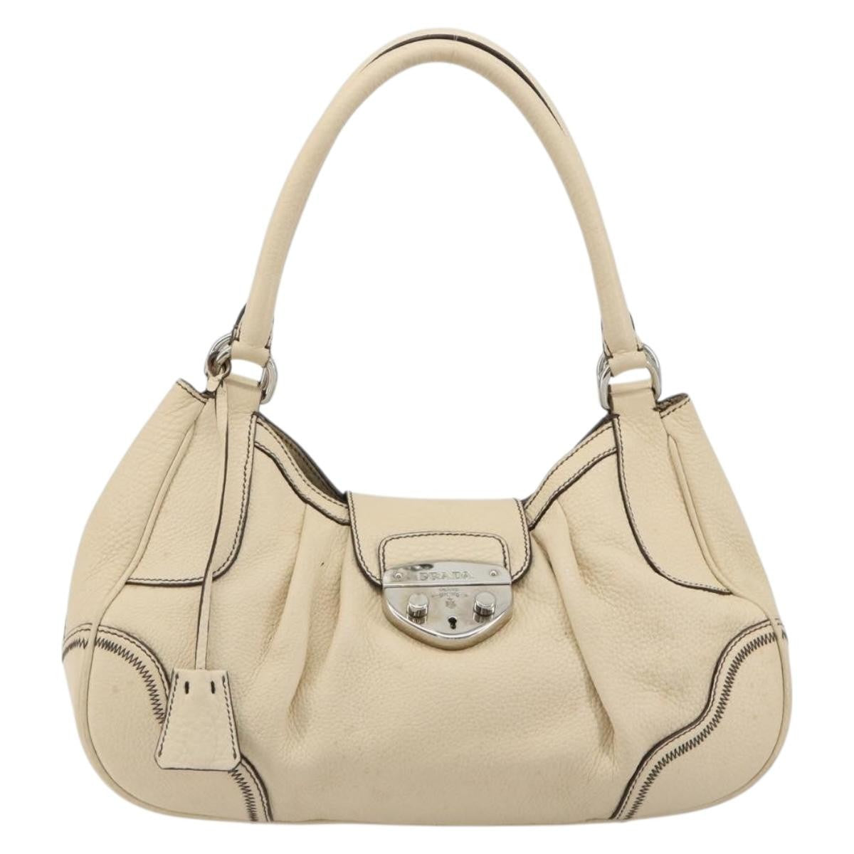 Prada Vintage Handbag Leather, White, Leather, Handbag