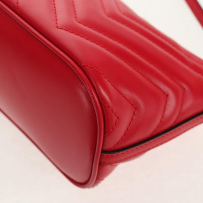 Gucci GG Marmont Pochette Shoulder Bag Matelasse Leather, RED, LEATHER, Clutche & pouche