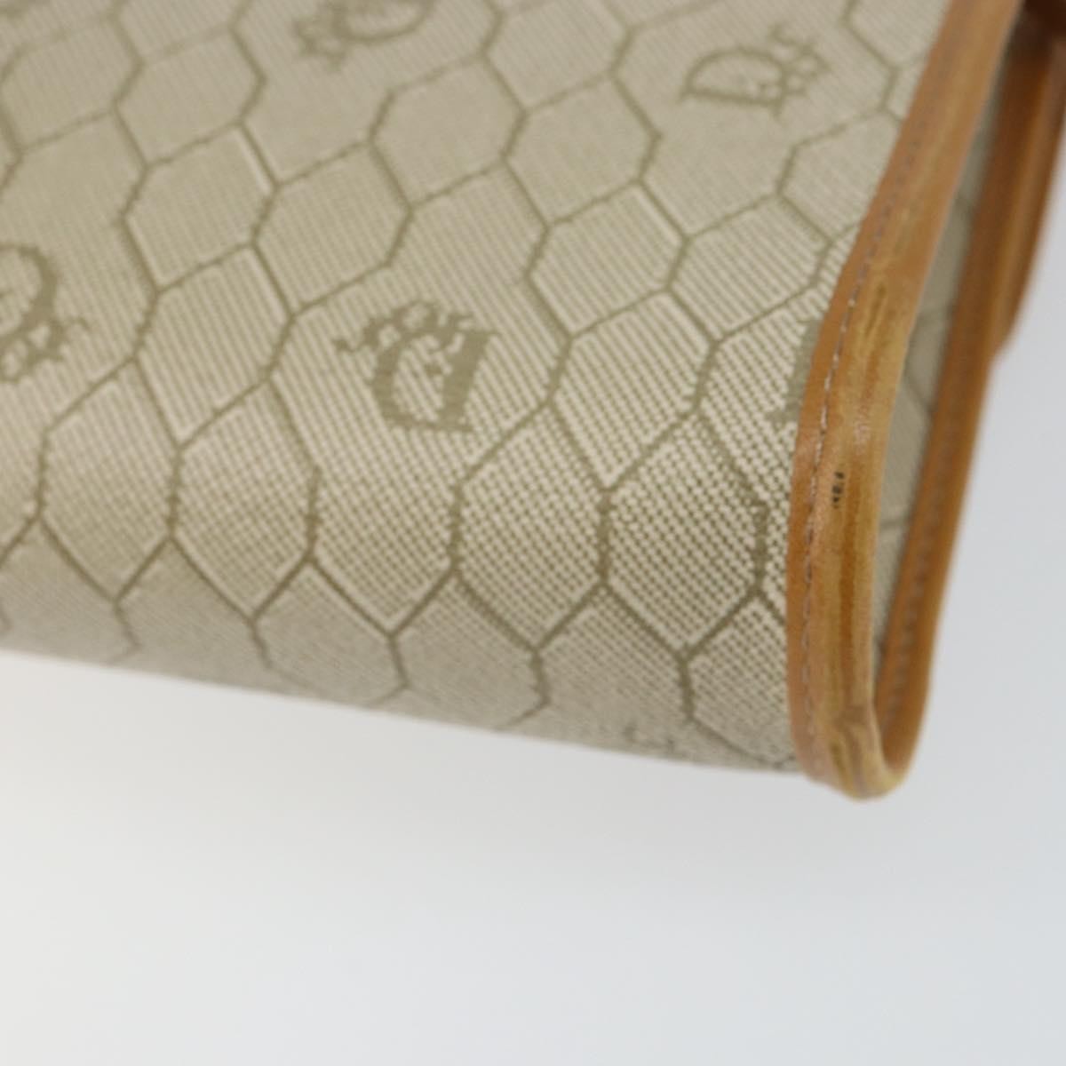 Christian Dior Vintage Honeycomb Flap Crossbody Bag Canvas and Leather, BEIGE, CANVAS, Shoulder bag