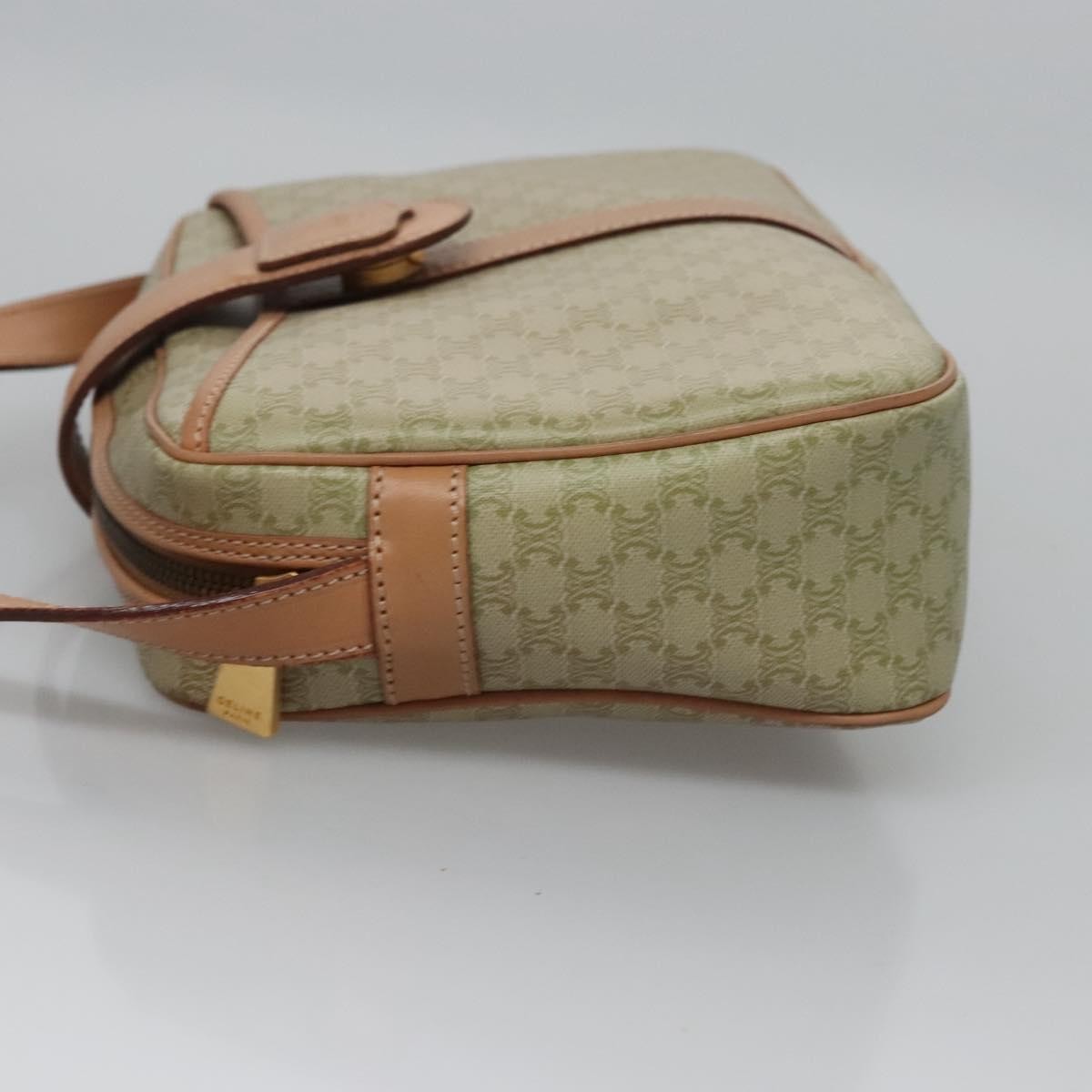 Celine Vintage Macadam Shoulder Bag Canvas and Leather, BEIGE, CANVAS, Shoulder bag