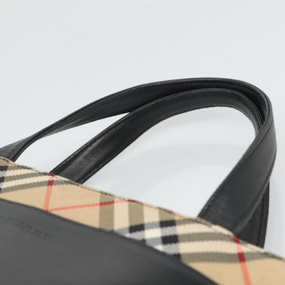 Burberry Nova Check Tote Canvas and Leather, BLACK, LEATHER, Tote bag