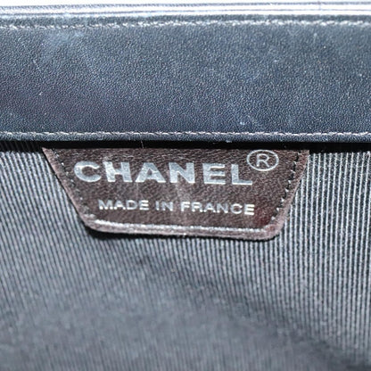 Chanel Vintage Chocolate Bar Metal Ring Tote Quilted Leather, BLACK, LEATHER, Tote bag