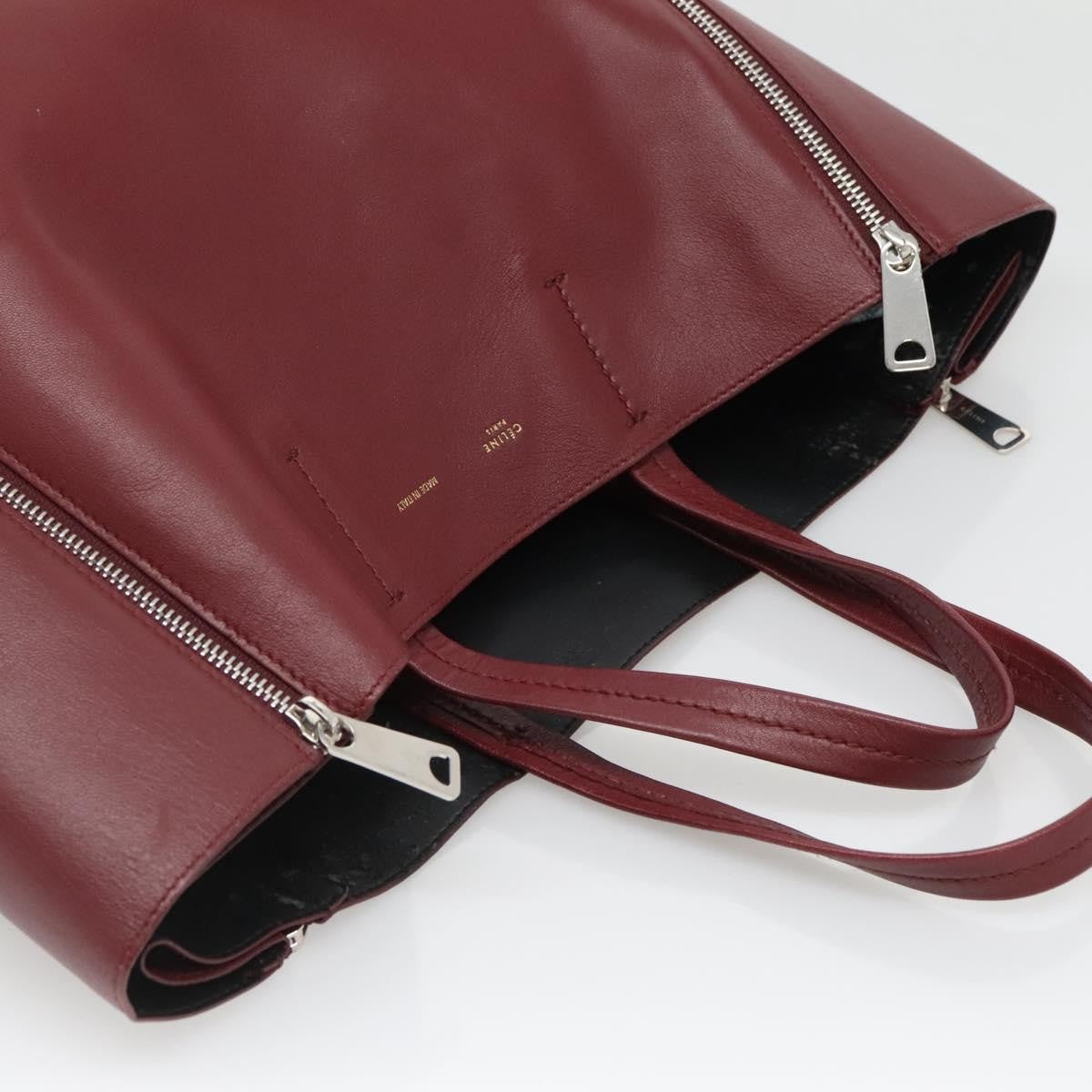 Celine Vertical Cabas Tote Leather, RED, LEATHER, Tote bag