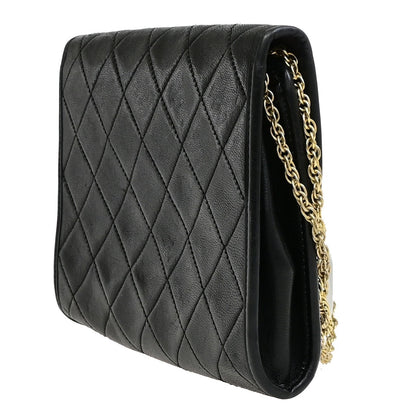 Chanel Vintage Round Flap Bag Quilted Lambskin, BLACK, LEATHER, Handbag