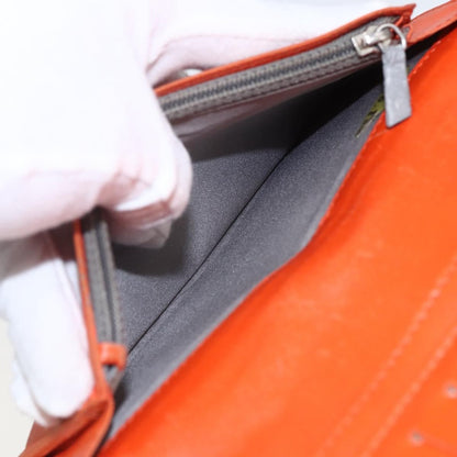 Chanel Lucky Symbols Yen Wallet Embossed Quilted Patent, Orange, Patent Leather, Wallet