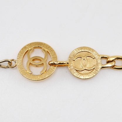Chanel Vintage CC Chain Belt Metal and Leather, GOLD, GOLD_PLATED, Belts