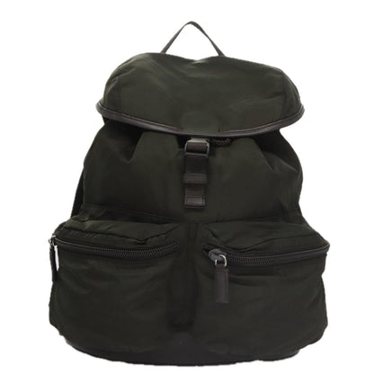 Prada Double Front Pocket Backpack Tessuto, Khaki, Nylon, Backpack