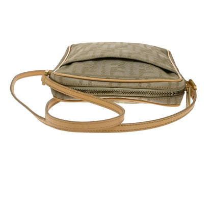 Fendi Logo Zucca Shoulder Bag Zucca, BEIGE, CANVAS, Shoulder bag