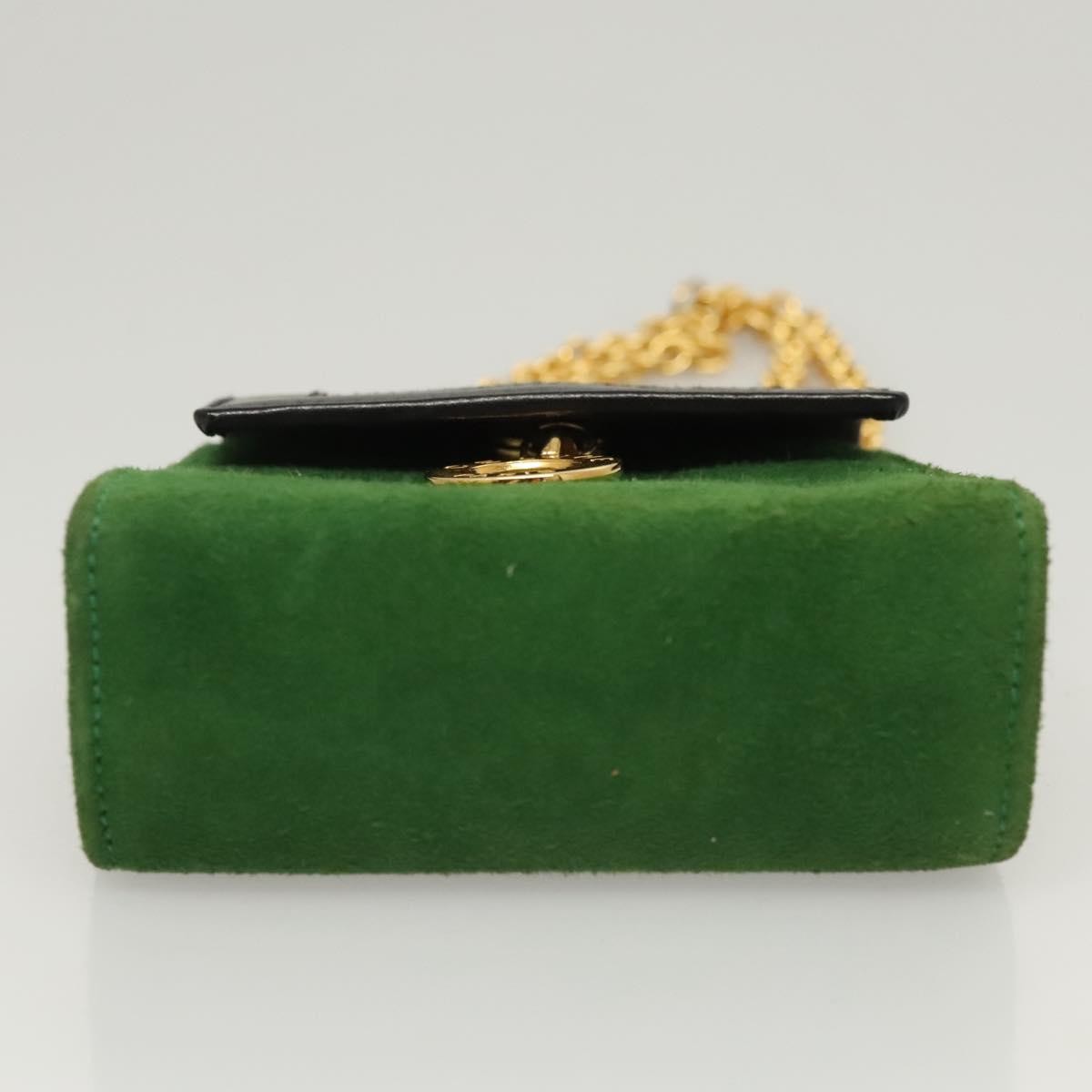 Celine Circle logo Suede and Leather, GREEN, SUEDE, Clutche & pouche