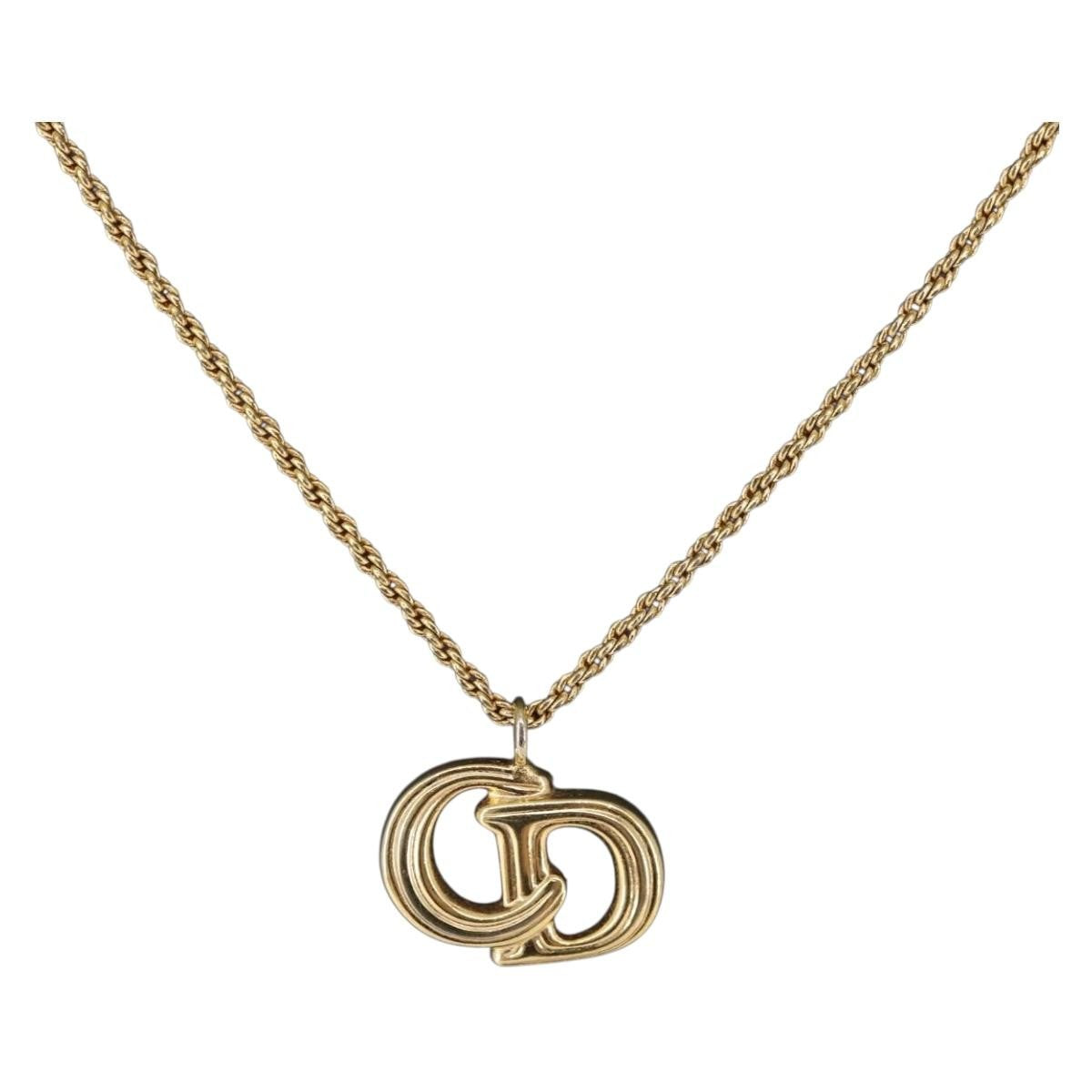 Christian Dior CD Pendant Necklace Metal, GOLD, METAL, Necklace