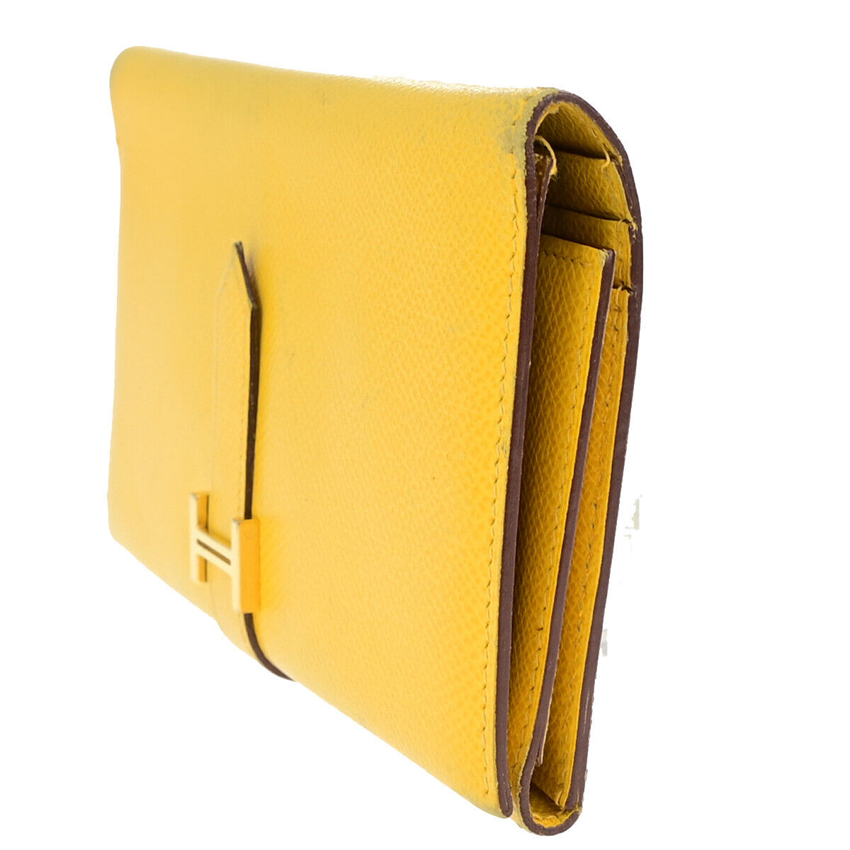 Hermes Bearn Trifold Wallet Epsom, YELLOW, LEATHER, Wallets