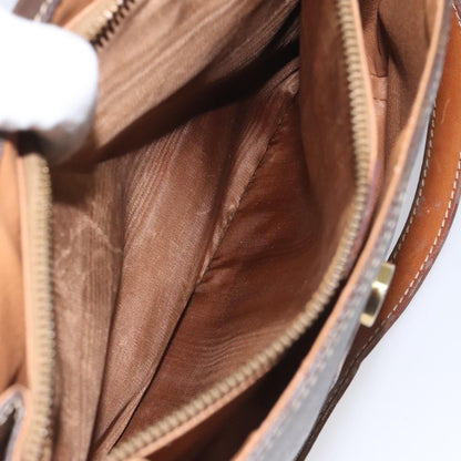 Celine Vintage Macadam Circle Logo Shoulder Bag Canvas and Leather, Brown, Canvas, Shoulder Bag