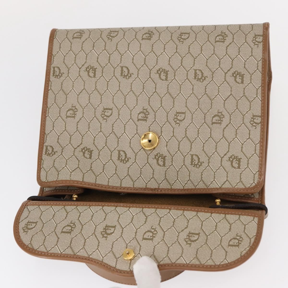 Christian Dior Vintage Honeycomb Handbag Canvas Leather, BEIGE, CANVAS, Handbag