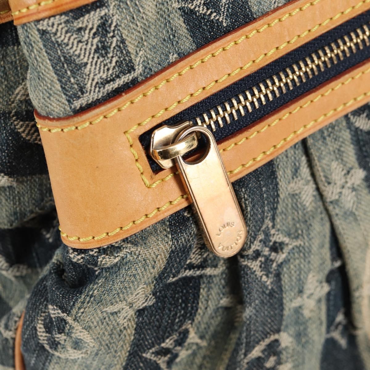 Louis Vuitton Porte Epaule Raye Handbag Striped Monogram Denim, BLUE, DENIM_JEANS, Handbag