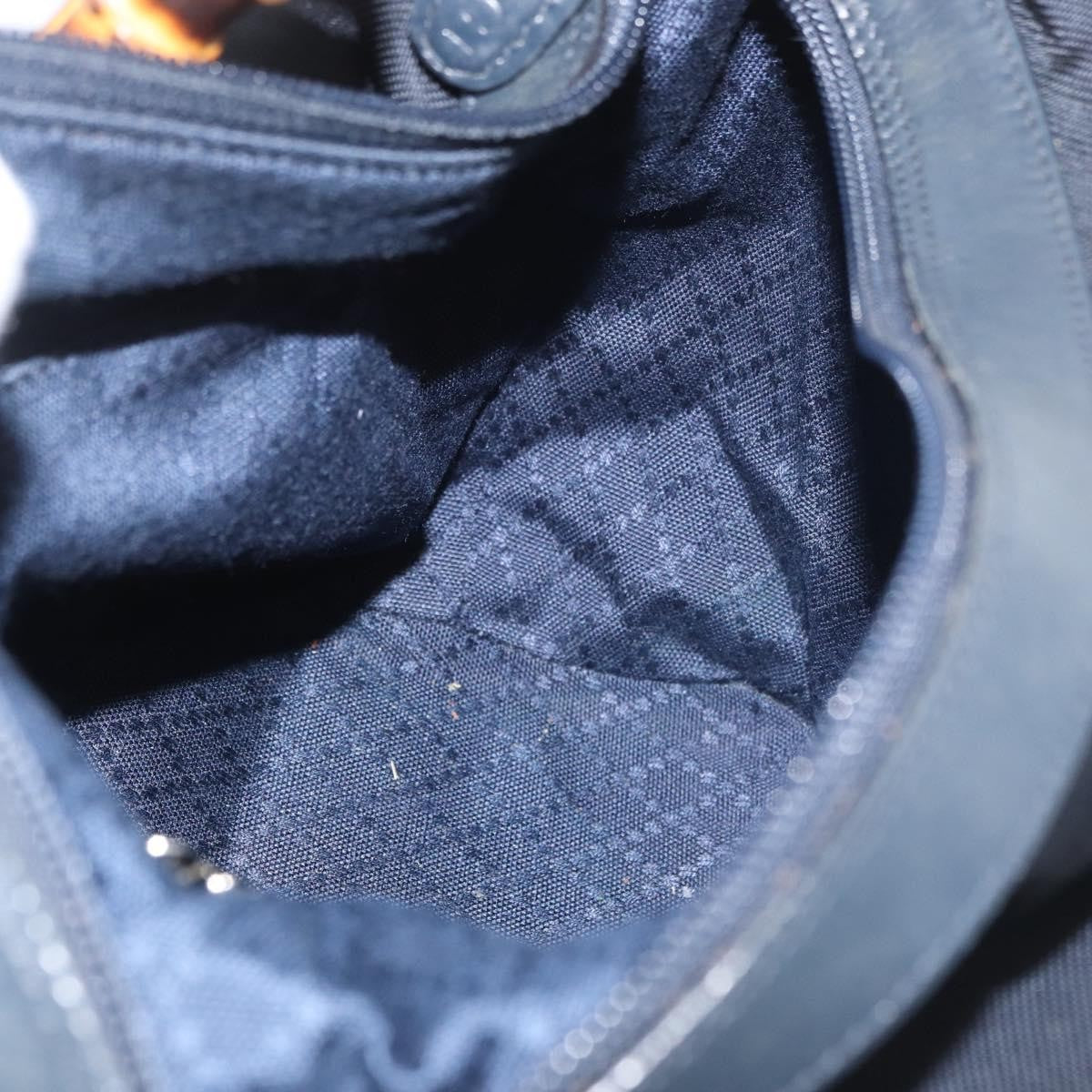 Gucci Vintage Bamboo Hobo Nylon, Navy, Nylon, Shoulder Bag