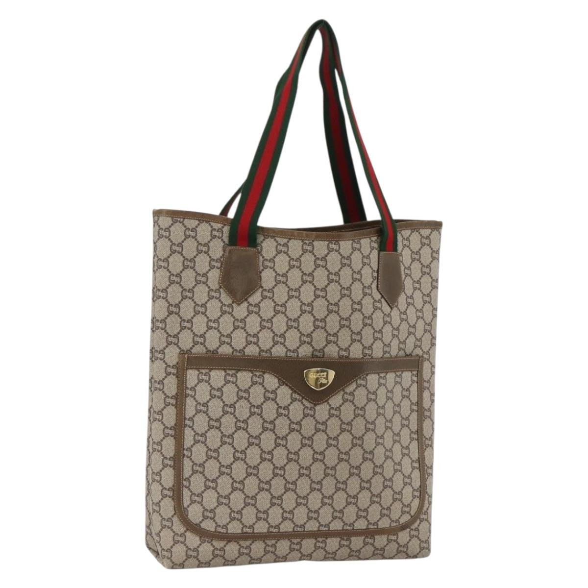 Gucci Ophidia Front Pocket Shopper Tote GG Coated Canvas, Beige, Canvas, Tote Bag