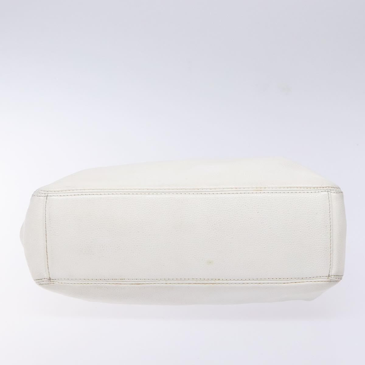 Chanel Vintage Wooden Ring Tote Leather, WHITE, LEATHER, Tote bag