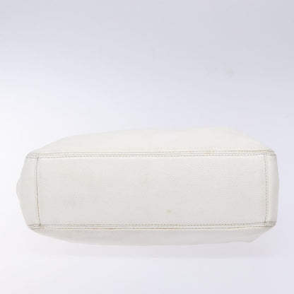 Chanel Vintage Wooden Ring Tote Leather, WHITE, LEATHER, Tote bag