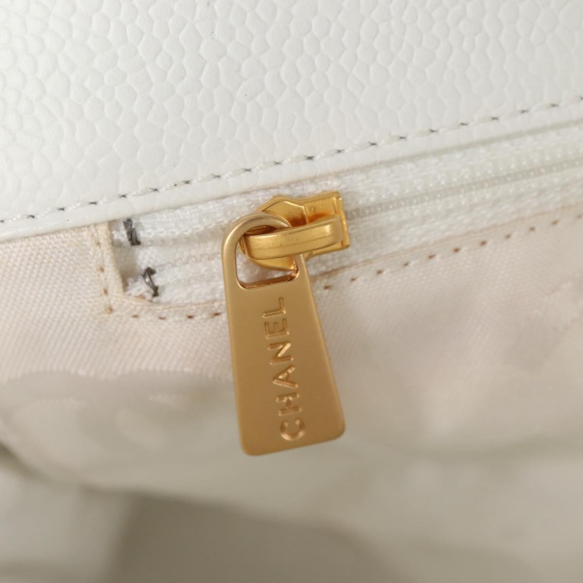 Chanel CC Stitch Tote Caviar, WHITE, LEATHER, Handbag