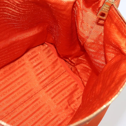 Prada Convertible Flap Tote Tessuto and Saffiano Leather, Orange, Nylon, Tote Bag