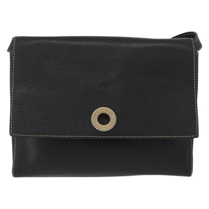 Celine Circle Logo Shoulder Bag Leather, BLACK, LEATHER, Shoulder bag