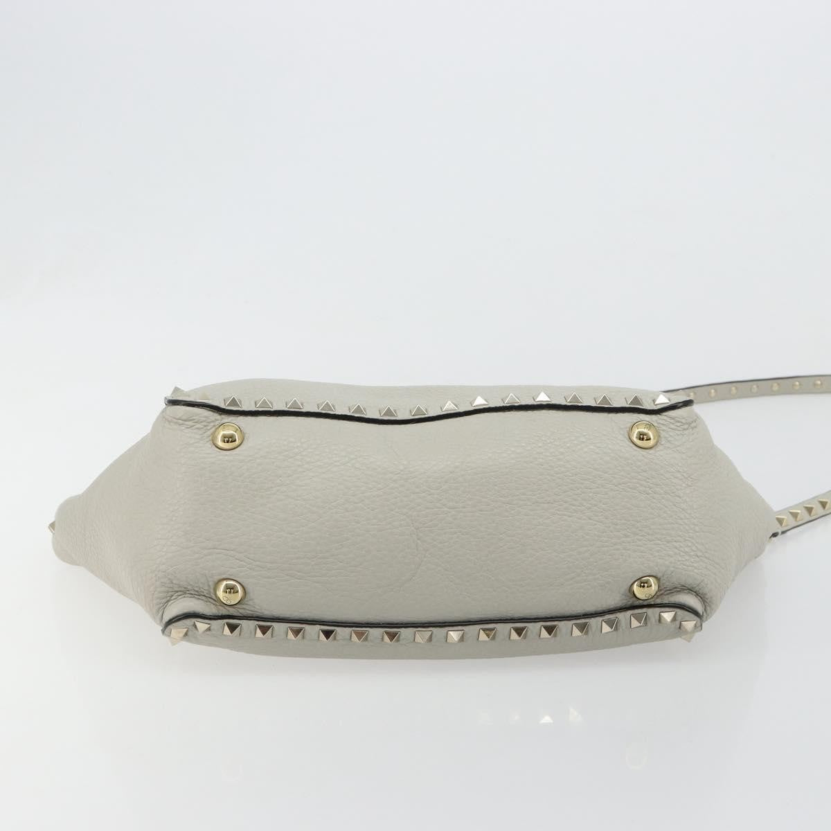 Valentino Garavani Rockstud Tote Textured Leather, Gray, Leather, Tote Bag
