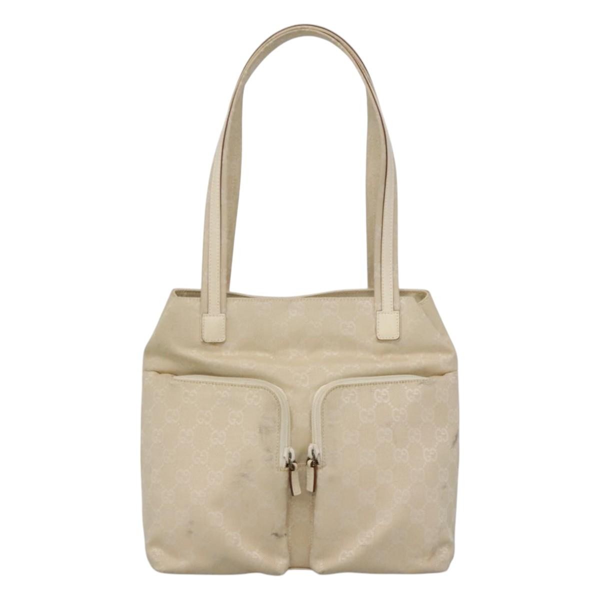 Gucci Double Pocket Tote GG Canvas, BEIGE, CANVAS, Shoulder bag