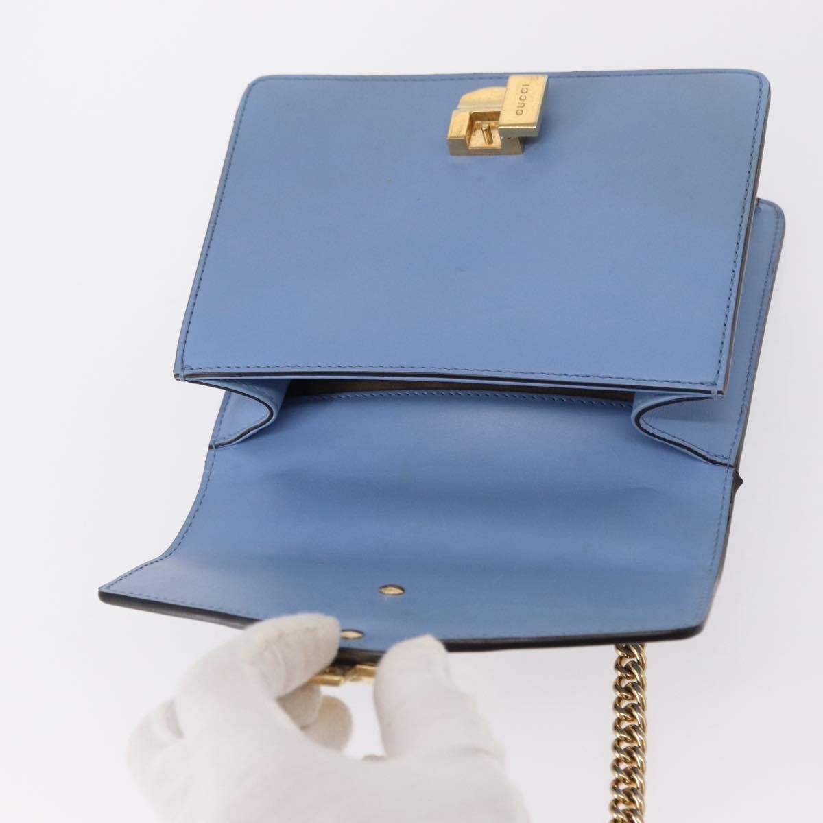 Gucci Sylvie Chain Shoulder Bag Leather, BLUE, LEATHER, Shoulder bag