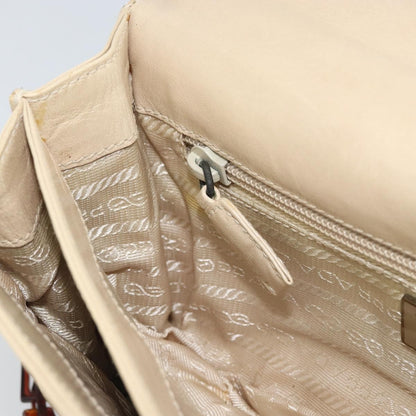 Prada Flap Shoulder Bag Leather, BEIGE, LEATHER, Shoulder bag